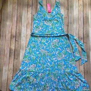 NWT Lilly Pulitzer Madsen V-Neck MIDI Dress Chick Magnet